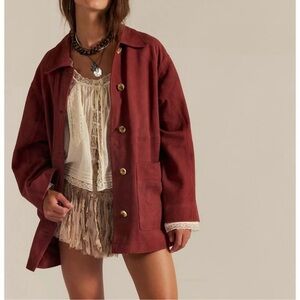 NWT Free People Annalise Suede Jacket We The Free Marsala Red Small